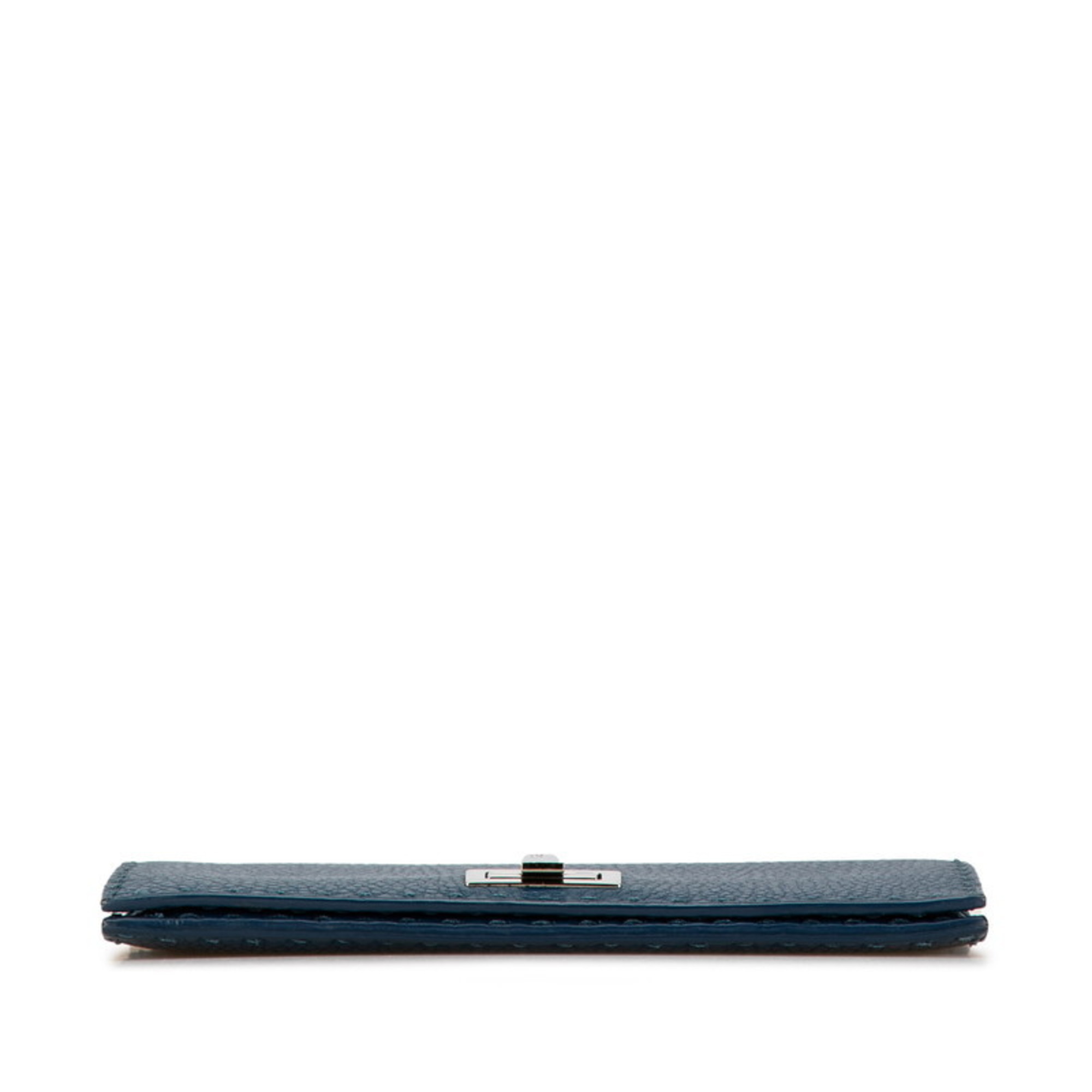 FENDI Peekaboo Selleria Long Wallet Billfold Blue Leather Women's