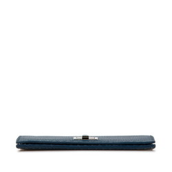 FENDI Peekaboo Selleria Long Wallet Billfold Blue Leather Women's