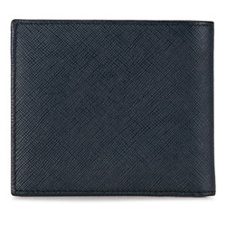 PRADA Bi-fold Compact Wallet Navy Leather Women's