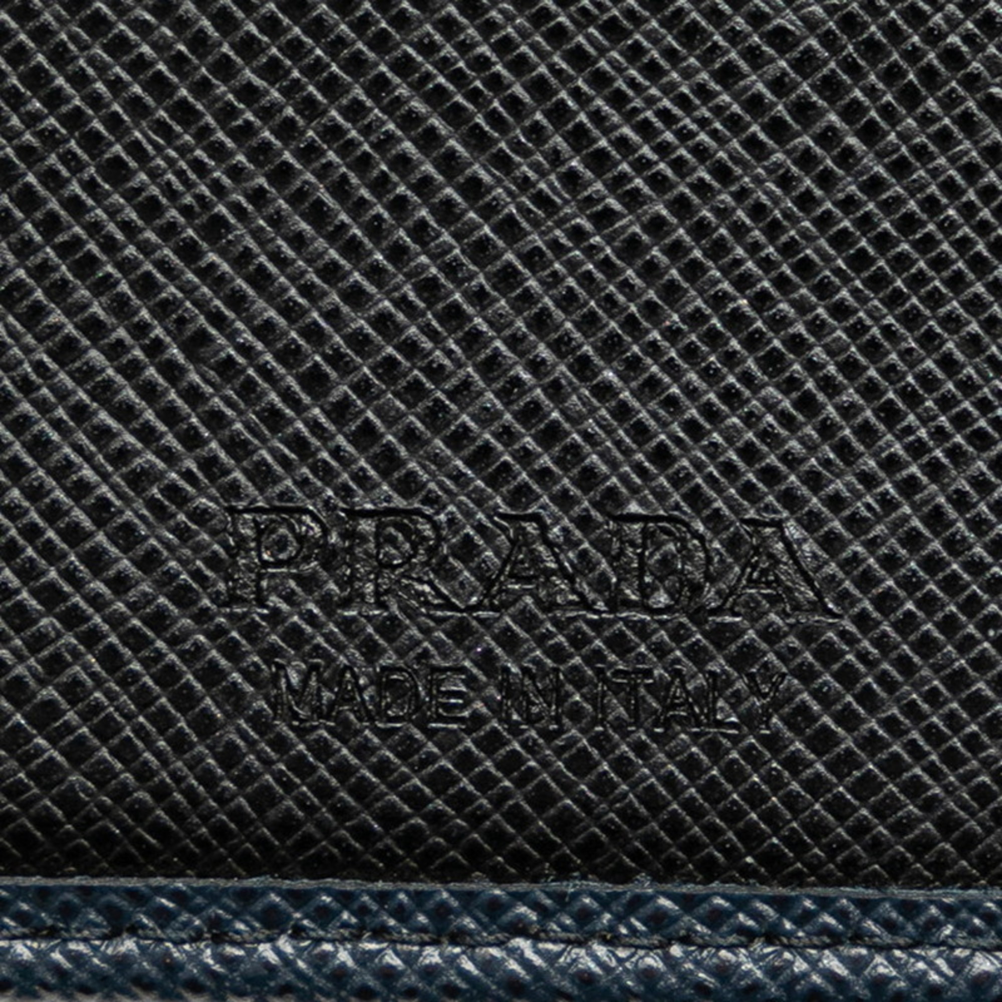 PRADA Bi-fold Compact Wallet Navy Leather Women's