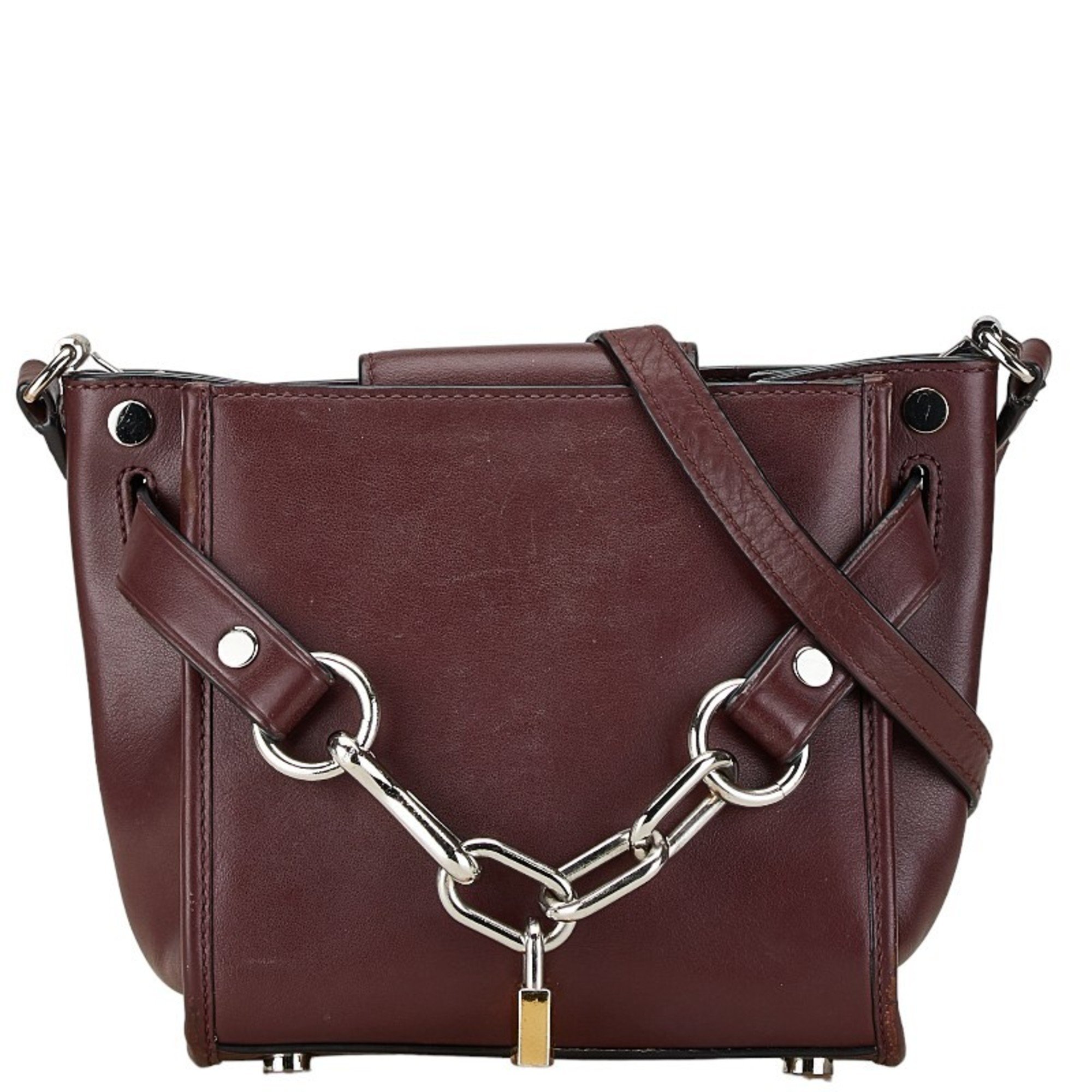 Alexander Wang Chain Shoulder Bag Wine Red Silver Leather Women's