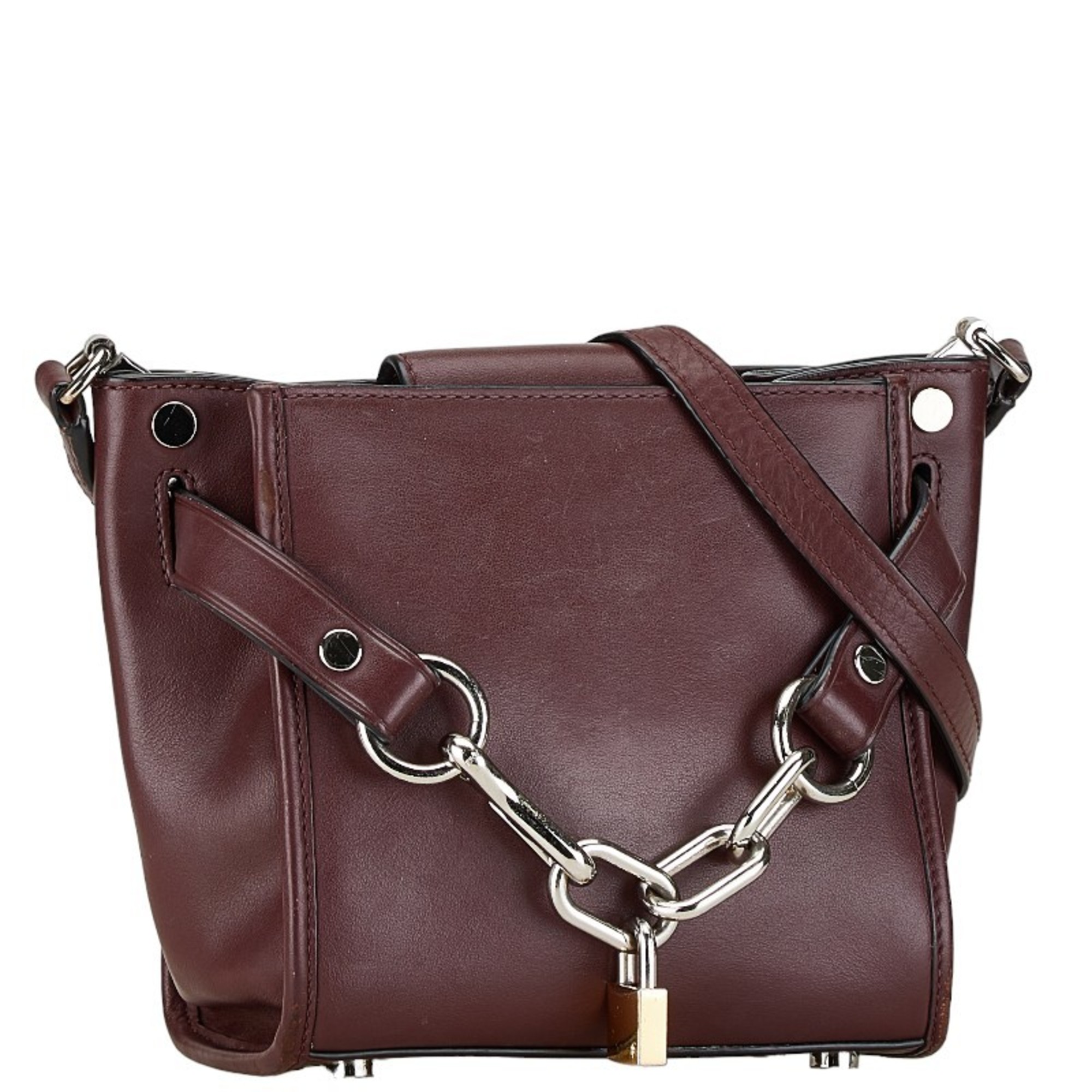 Alexander Wang Chain Shoulder Bag Wine Red Silver Leather Women's