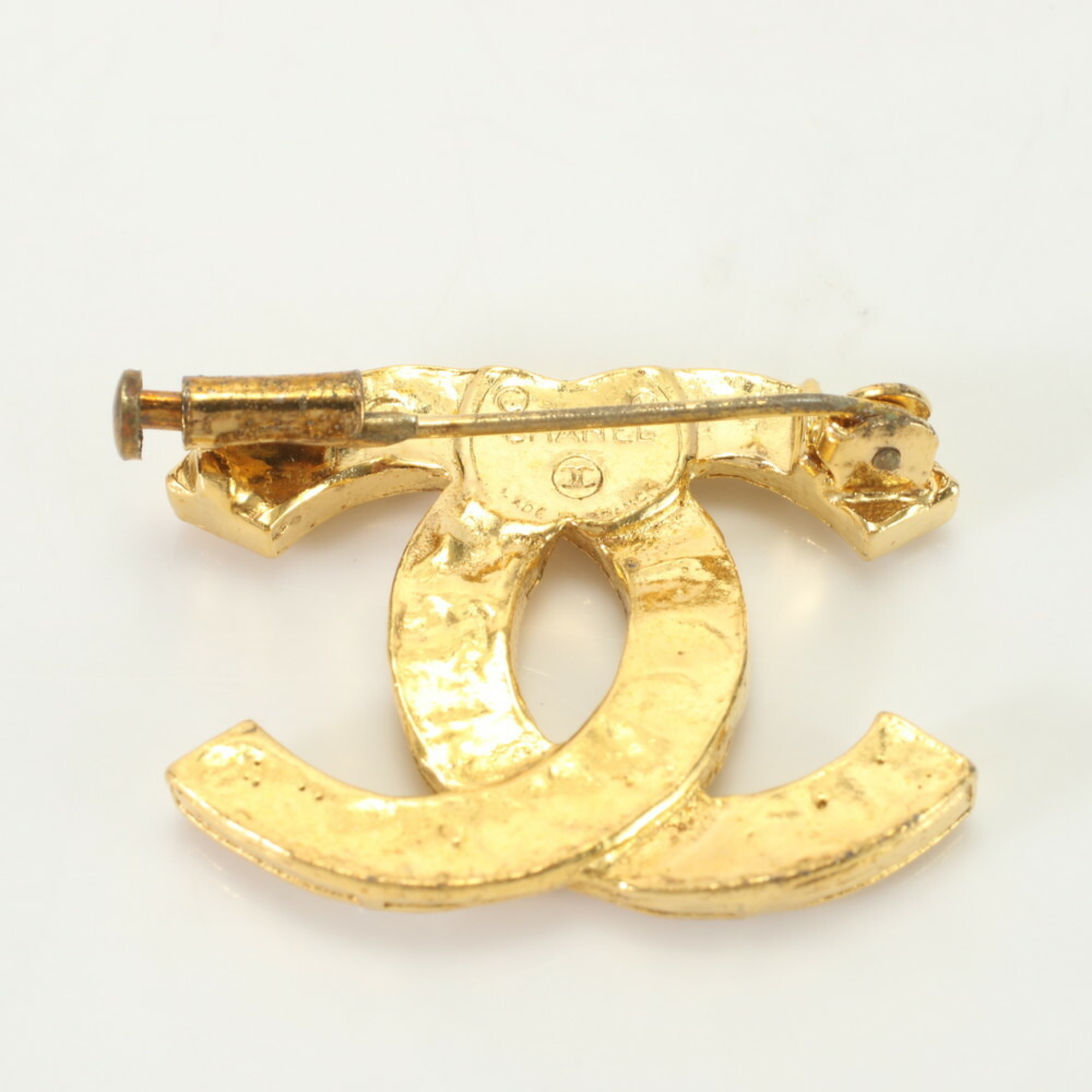 Chanel Coco Mark Brooch Gold Rhinestone Women's ERM 0731-R21