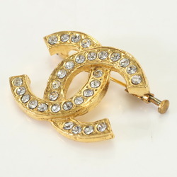 Chanel Coco Mark Brooch Gold Rhinestone Women's ERM 0731-R21