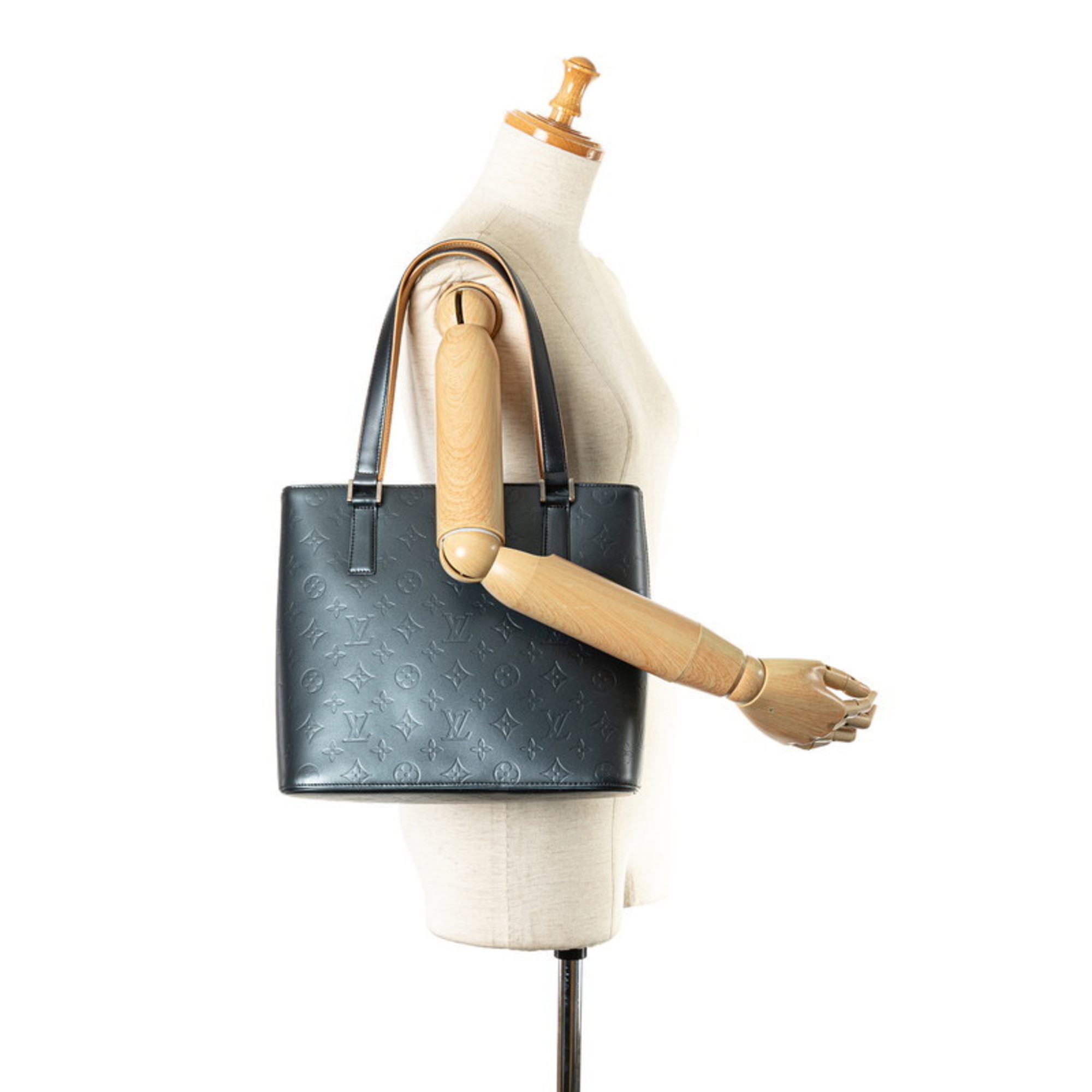 Louis Vuitton Monogram Matte Stockton Handbag Tote Bag M55115 Blue Leather Women's LOUIS VUITTON