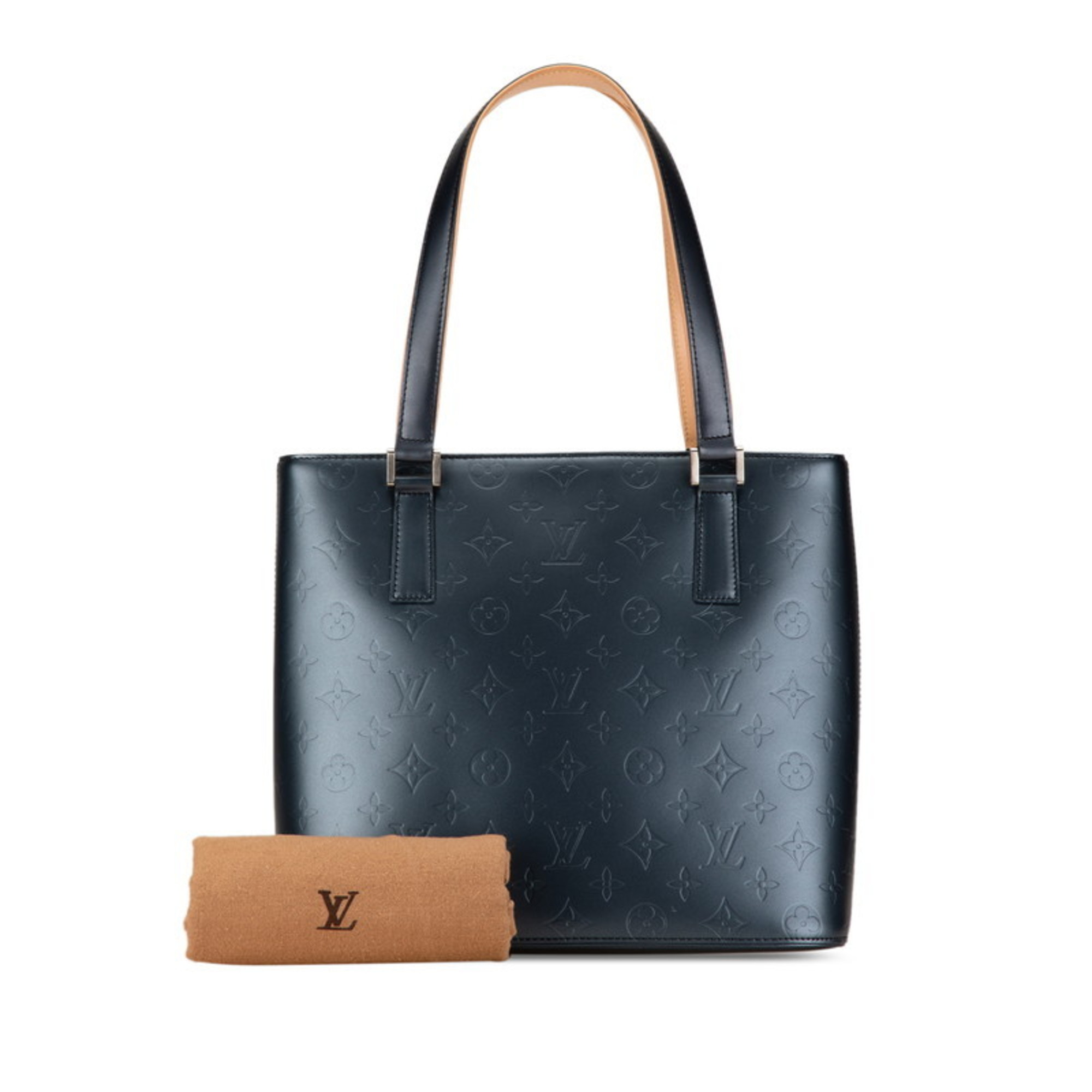 Louis Vuitton Monogram Matte Stockton Handbag Tote Bag M55115 Blue Leather Women's LOUIS VUITTON