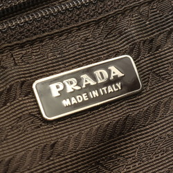 Prada Triangle Leather Gold Canvas Handbag Tote Women's ERM AM13-3