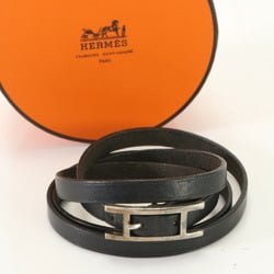 Hermes Api 3 Leather Bracelet Choker Black Women's ERM 0731-R12