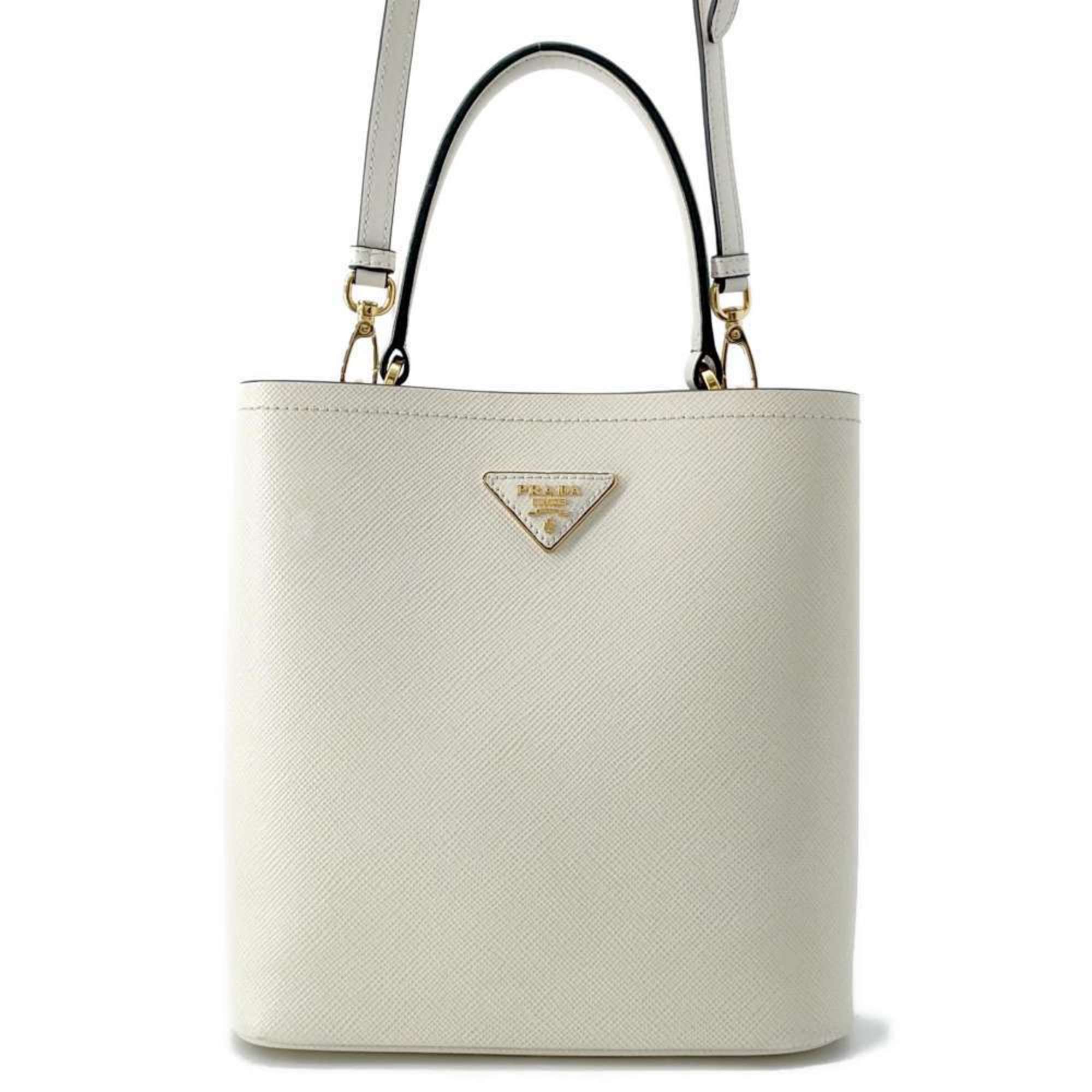 Prada handbag Panier Saffiano leather 1BA212 PRADA bag 2way shoulder white