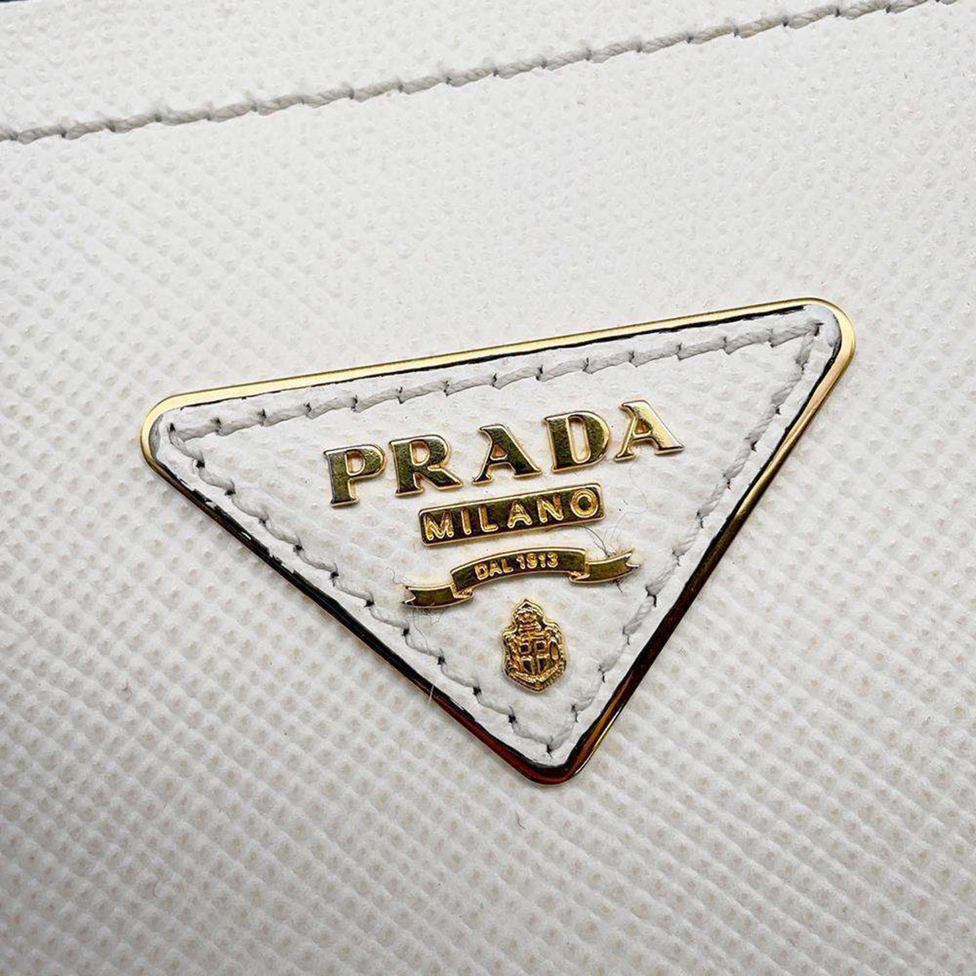 Prada handbag Panier Saffiano leather 1BA212 PRADA bag 2way shoulder white