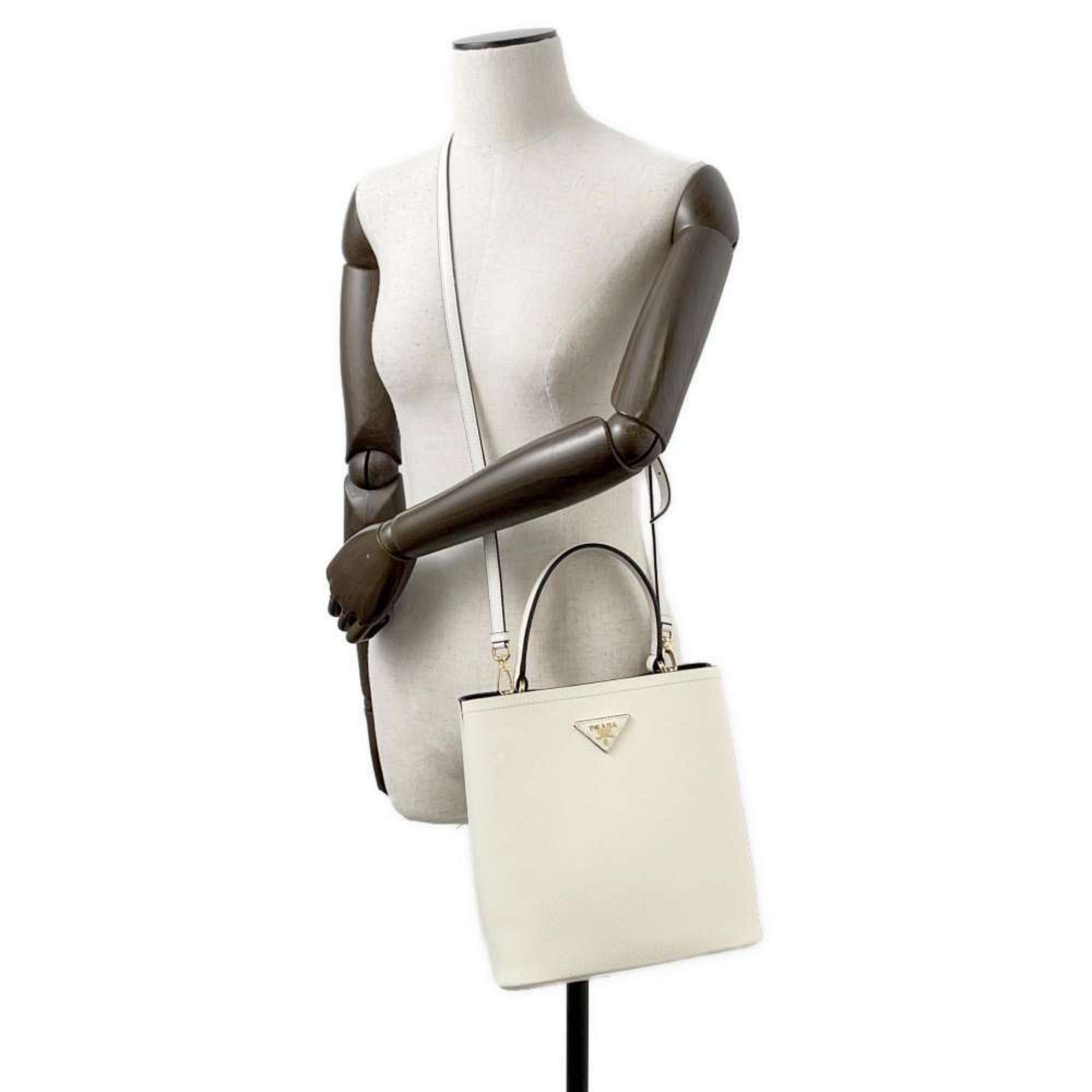 Prada handbag Panier Saffiano leather 1BA212 PRADA bag 2way shoulder white