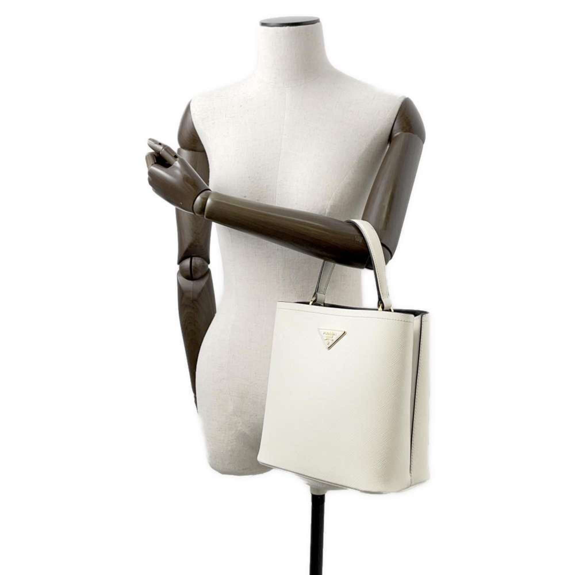 Prada handbag Panier Saffiano leather 1BA212 PRADA bag 2way shoulder white