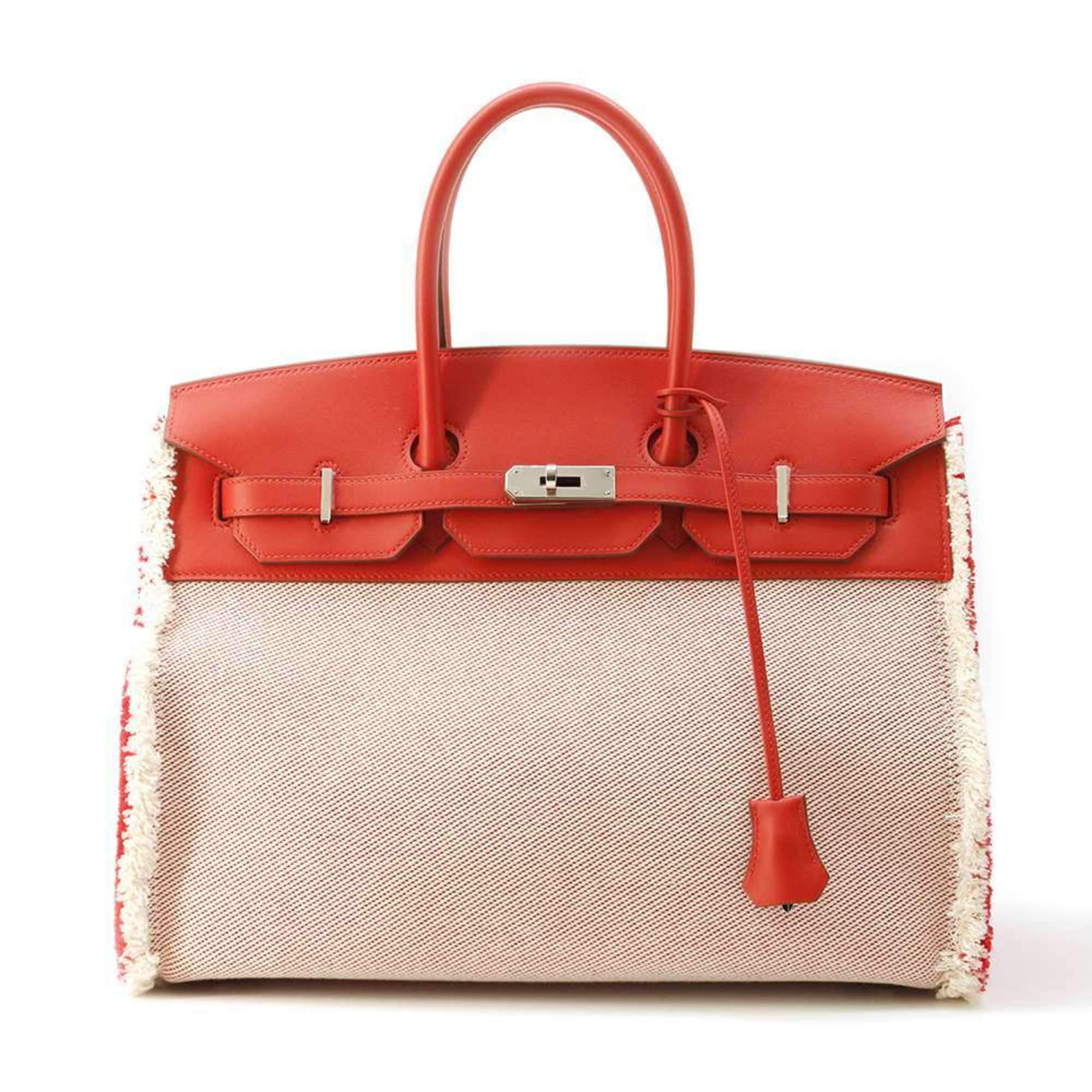 Hermes Birkin 35 Fray Rouge Coeur Swift Handbag Twill Ash Z Stamp