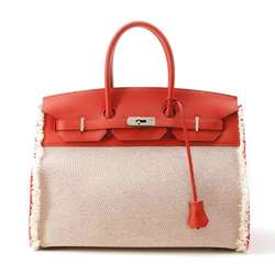 Hermes Birkin 35 Fray Rouge Coeur Swift Handbag Twill Ash Z Stamp