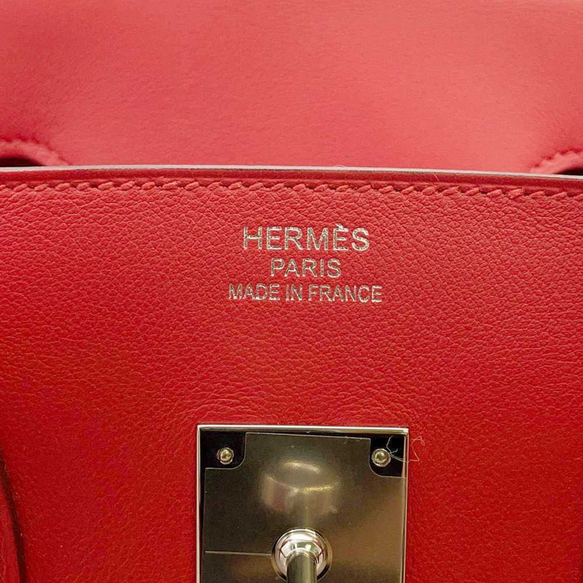 Hermes Birkin 35 Fray Rouge Coeur Swift Handbag Twill Ash Z Stamp