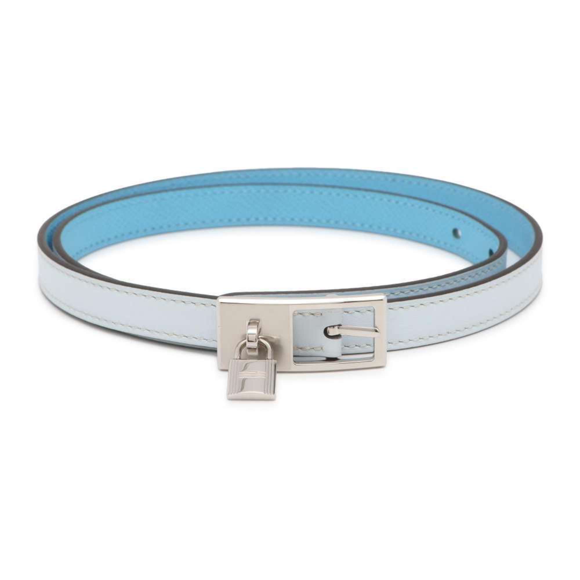 Hermes Belt Lucky 15 Padlock Reversible Size 80 Blue Brume Celeste Swift Epson U Engraved