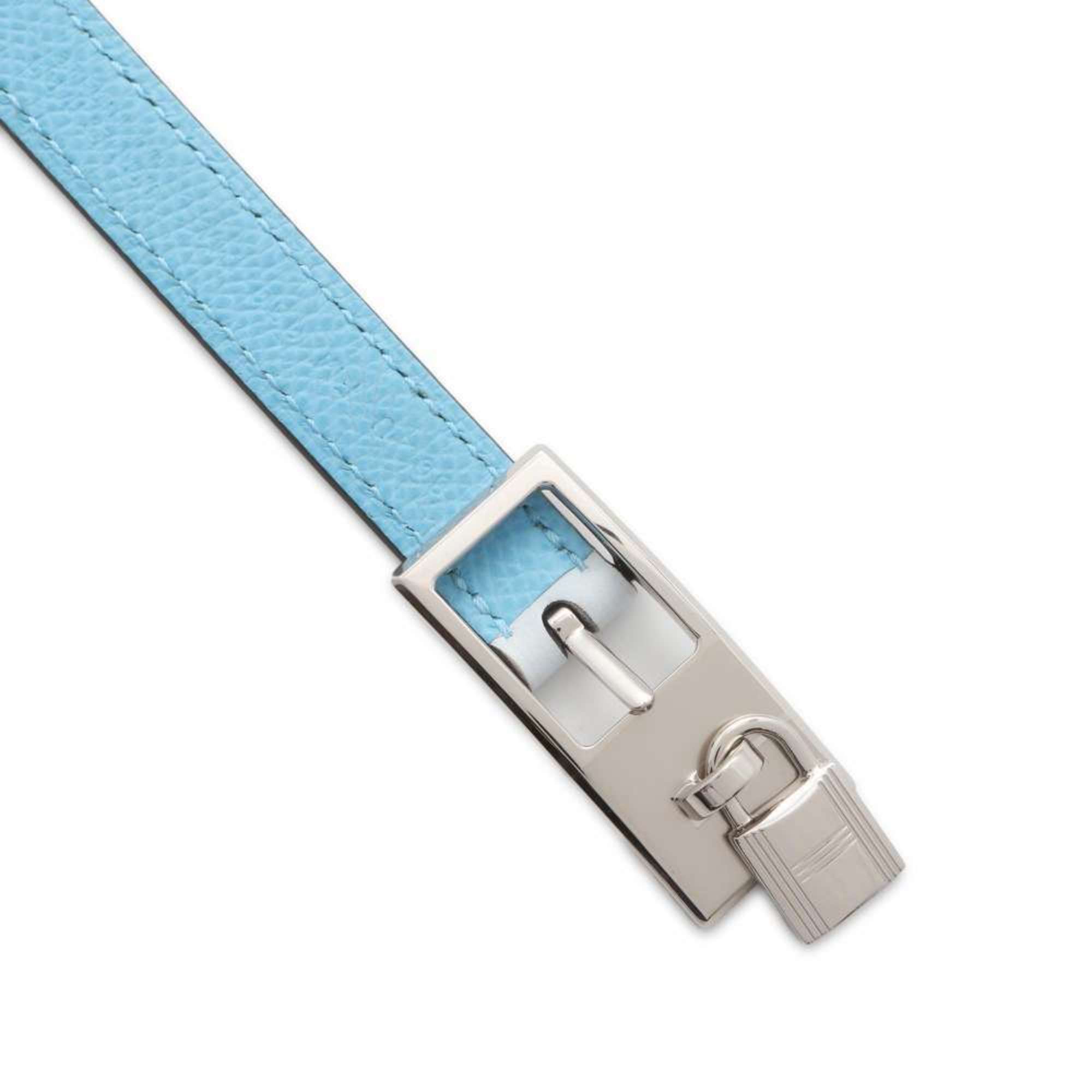 Hermes Belt Lucky 15 Padlock Reversible Size 80 Blue Brume Celeste Swift Epson U Engraved