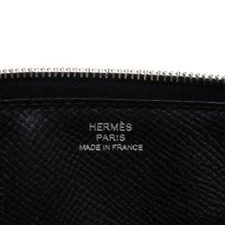 Hermes HERMES Long Wallet Azap Classic Round Silver S Metal Fittings Palladium All Leather Veau Epsom Black □N Stamp Men's Women's Bill Compartment