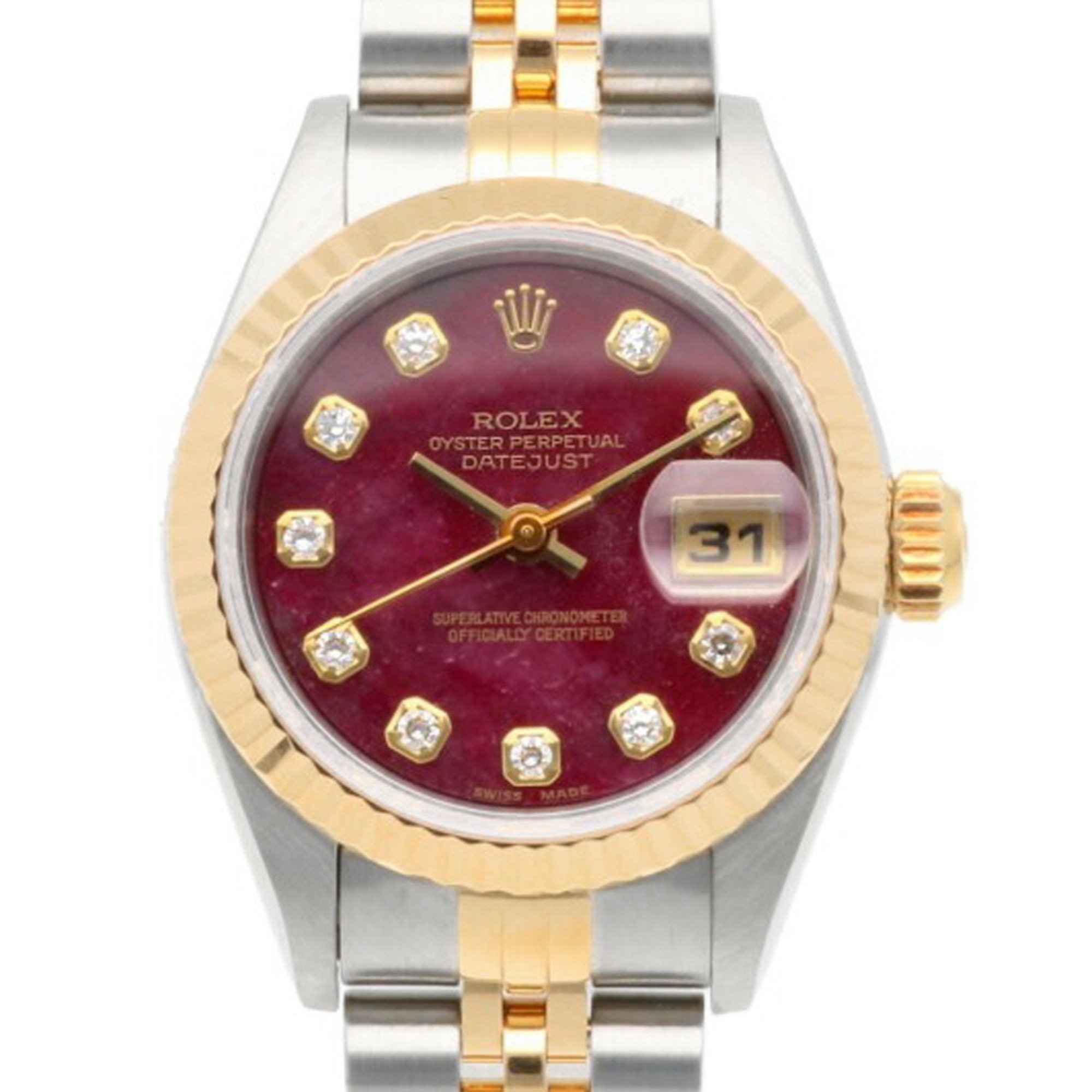 Rolex Datejust Oyster Perpetual Watch Stainless Steel 69173G Automatic Ladies ROLEX W Serial 1994-1995 Rubellite 10P Diamond Overhauled