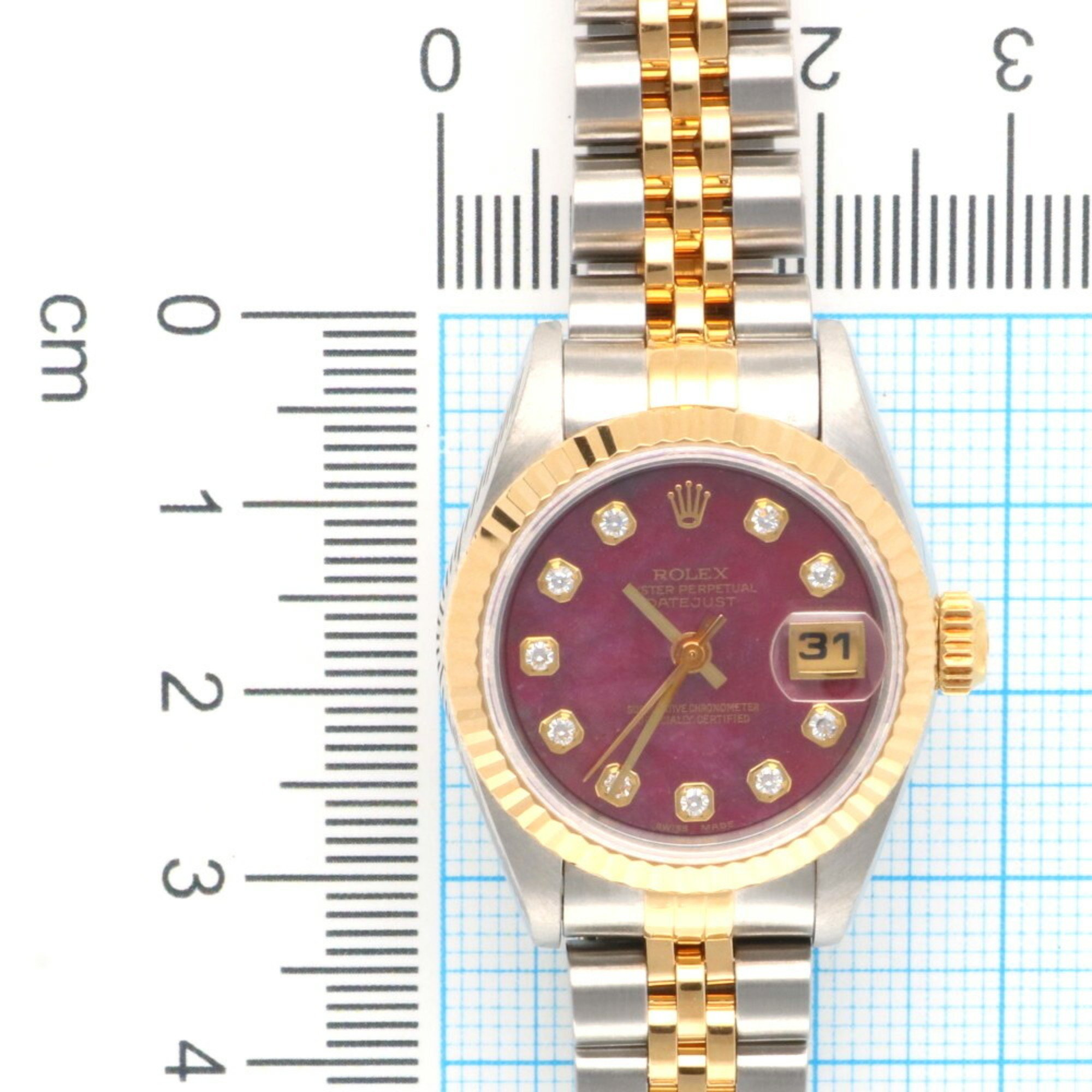 Rolex Datejust Oyster Perpetual Watch Stainless Steel 69173G Automatic Ladies ROLEX W Serial 1994-1995 Rubellite 10P Diamond Overhauled