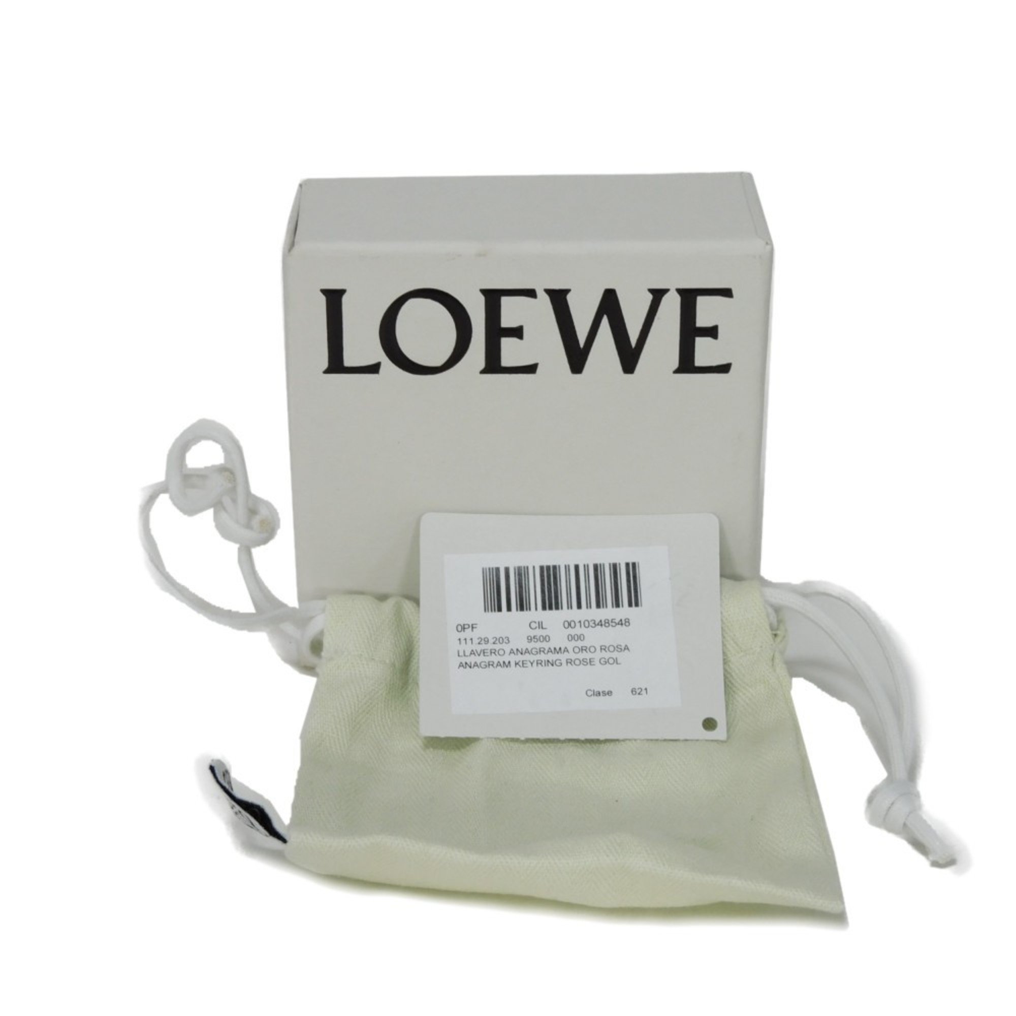 LOEWE Keychain Anagram Keyring Current GP Plated Metal Bag Charm Brass Pink Gold 111.29.203 9500 Men's Women's