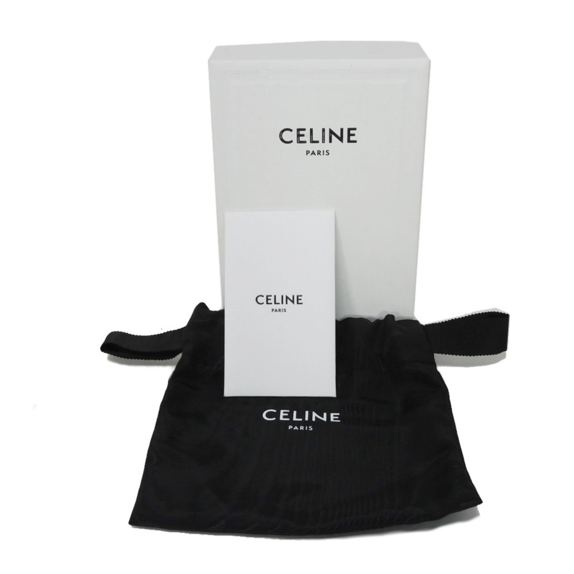 CELINE Card Case Holder Foil Stamp Gold Grain Calf New Black 10H563BEL.38NO Men's Women's