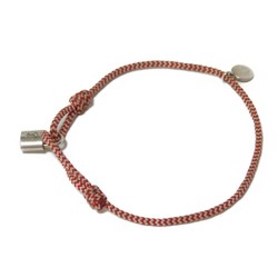 LOUIS VUITTON Bracelet Silver Lockit LV Circle Padlock Cotton Sophie Turner 925 Red Q95705 Women's