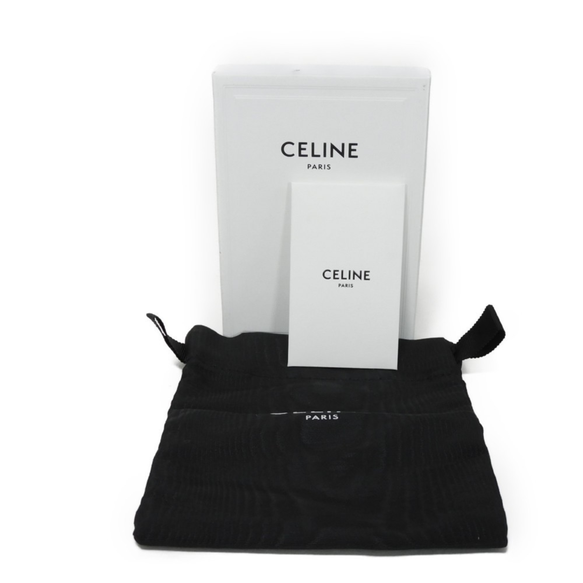 CELINE Card Case, Holder, Metallic Calfskin, Pass Business White, Laminated, Silver, 10B703EK8.36AG, Men's, Women's