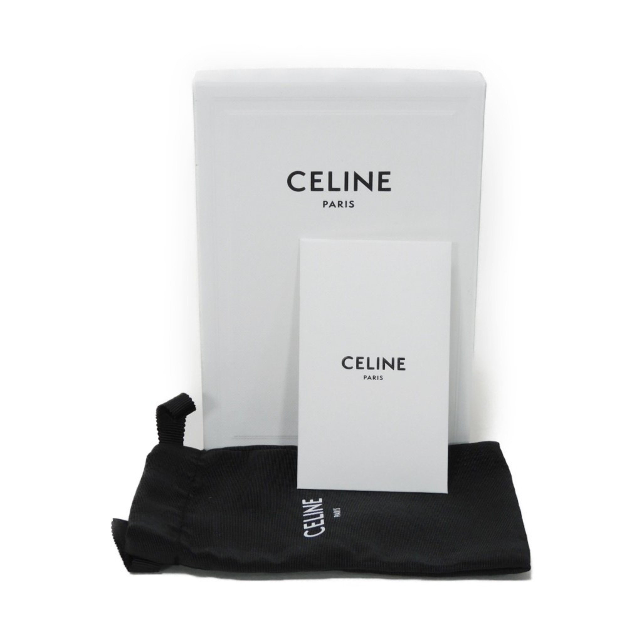 CELINE Coin Case Compact Zipped Card Holder Foil Stamped Calfskin Current New Black 10B683BEL.38SI Men's