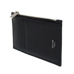 CELINE Coin Case Compact Zipped Card Holder Foil Stamped Calfskin Current New Black 10B683BEL.38SI Men's