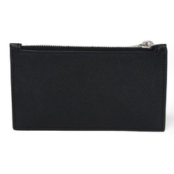 CELINE Coin Case Compact Zipped Card Holder Foil Stamped Calfskin Current New Black 10B683BEL.38SI Men's