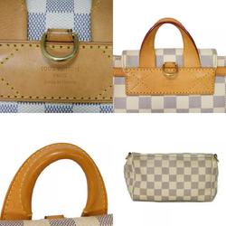 Louis Vuitton LOUIS VUITTON Backpack Speron BB Ivory Tanned Leather Damier Azur Rose Ballerine N44026 Women's Bag