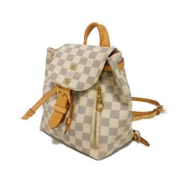 Louis Vuitton LOUIS VUITTON Backpack Speron BB Ivory Tanned Leather Damier Azur Rose Ballerine N44026 Women's Bag