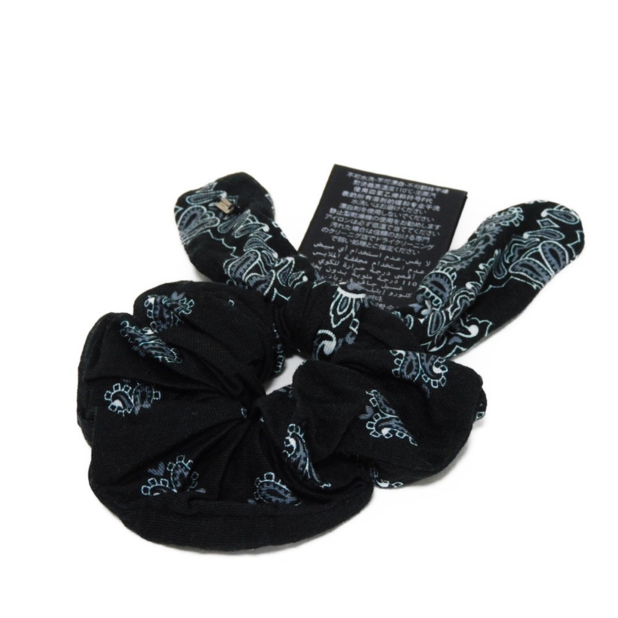 Yves Saint Laurent Saint Laurent Paris Paisley Scrunchie Bandana Rayon Polyurethane Black 682970 3YI97 1078 Women's