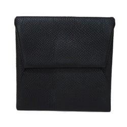 Hermes HERMES Coin Case Bastia Epsom Calf Embossed Snap Button Purse Wallet Veau Black C Stamp Men's Women's