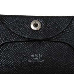 Hermes HERMES Coin Case Bastia Epsom Calf Embossed Snap Button Purse Wallet Veau Black C Stamp Men's Women's