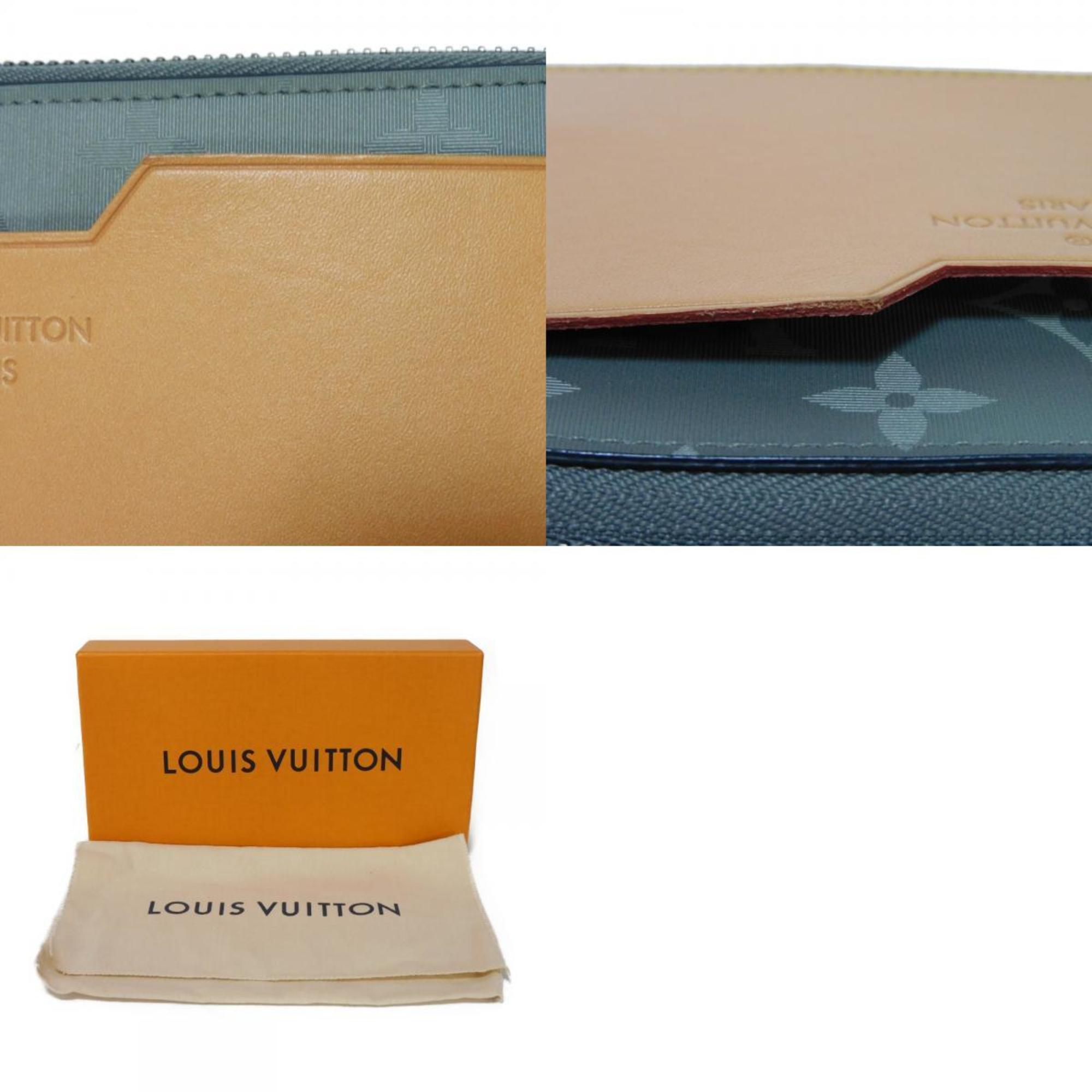 Louis Vuitton LOUIS VUITTON Long Wallet Portefeuille Cosmos LV Flower Gray L-Shaped Monogram Titanium M63237 Men's Bill Compartment