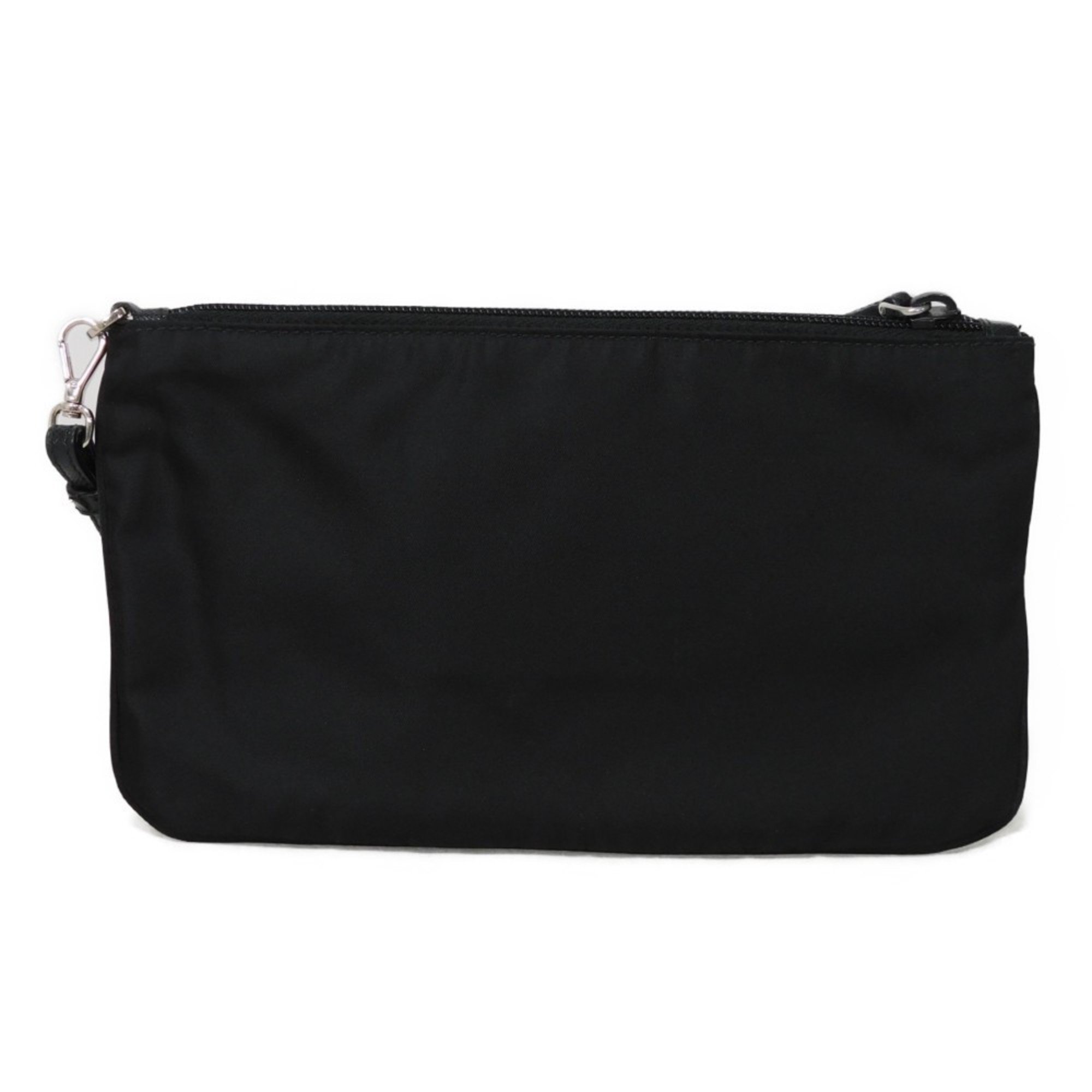 PRADA Clutch Bag Tessuto Pouch Black Handle Strap RFID Triangle Nylon Nero 1NH545 2BQP F0002 Men's Women's