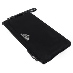 PRADA Clutch Bag Tessuto Pouch Black Handle Strap RFID Triangle Nylon Nero 1NH545 2BQP F0002 Men's Women's