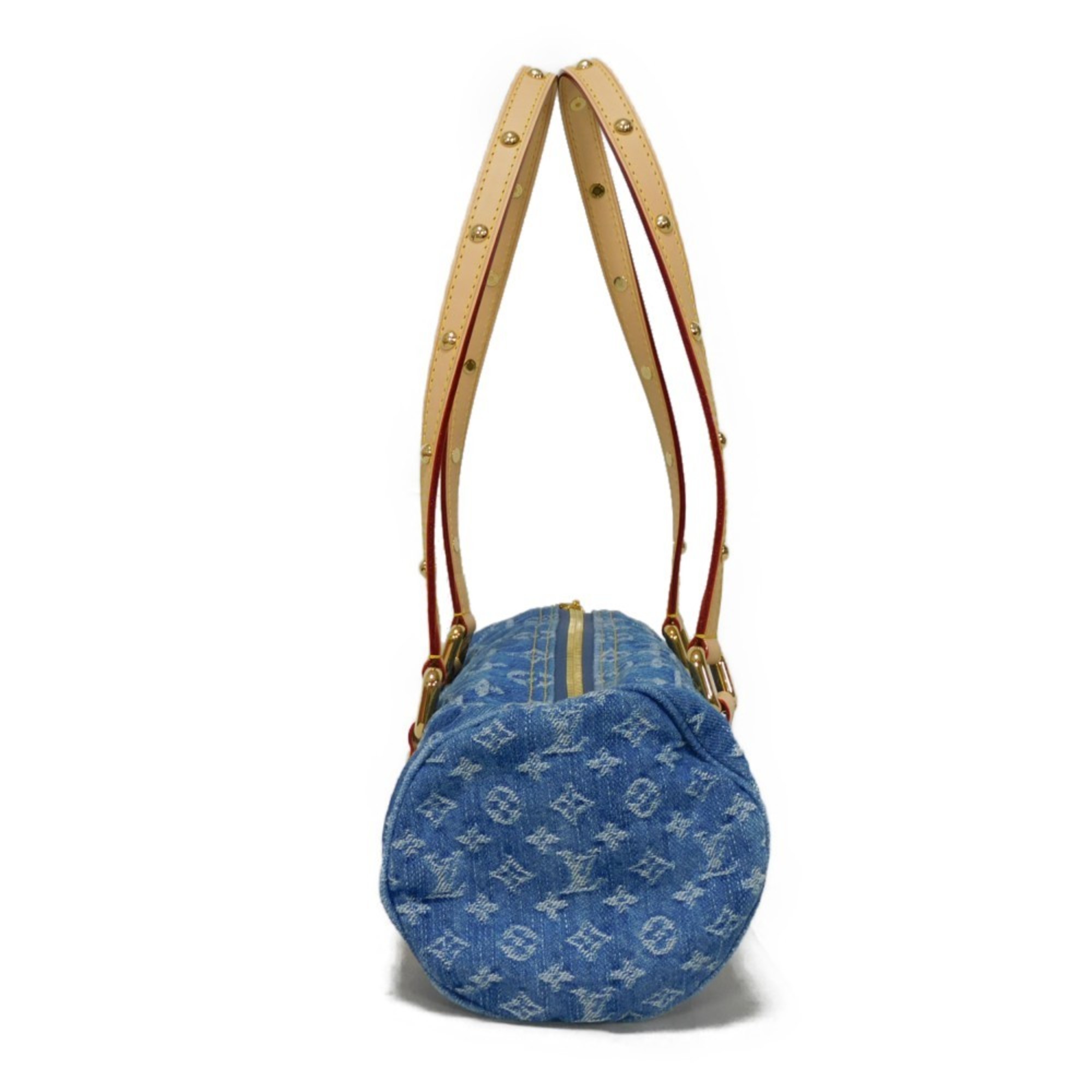 LOUIS VUITTON Shoulder Bag Papillon MM Stone Wash RFID Monogram Denim LV Remix Blue M46830 Women's