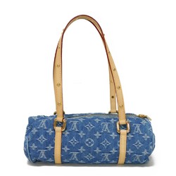 LOUIS VUITTON Shoulder Bag Papillon MM Stone Wash RFID Monogram Denim LV Remix Blue M46830 Women's