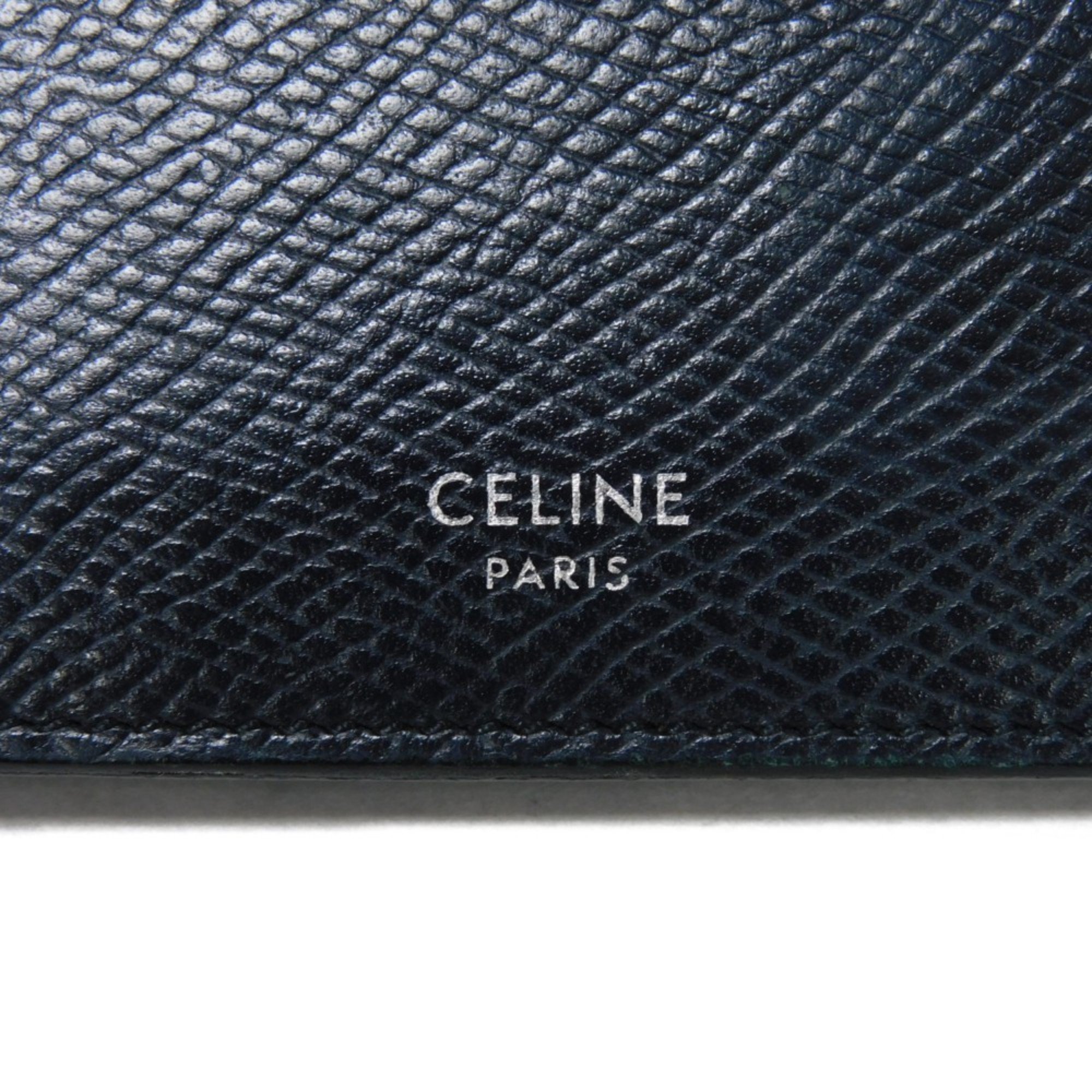 CELINE Bi-fold Wallet, Foil-stamped Calfskin, Billfold, Card Case, Current, New, Navy Blue, 10B653BEN.07OC, Men's Billfold