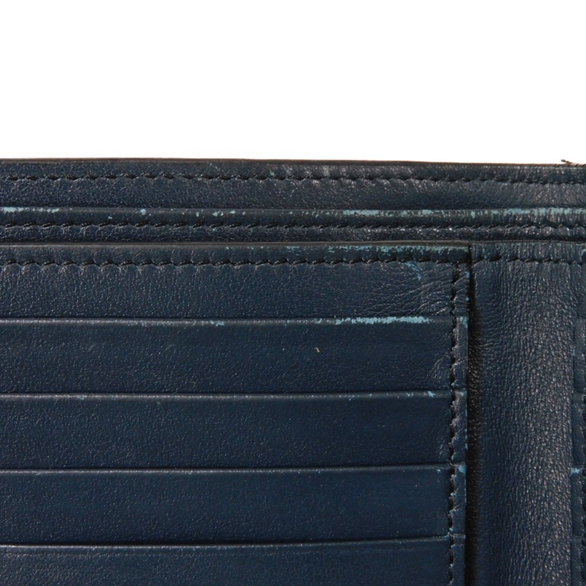 CELINE Bi-fold Wallet, Foil-stamped Calfskin, Billfold, Card Case, Current, New, Navy Blue, 10B653BEN.07OC, Men's Billfold