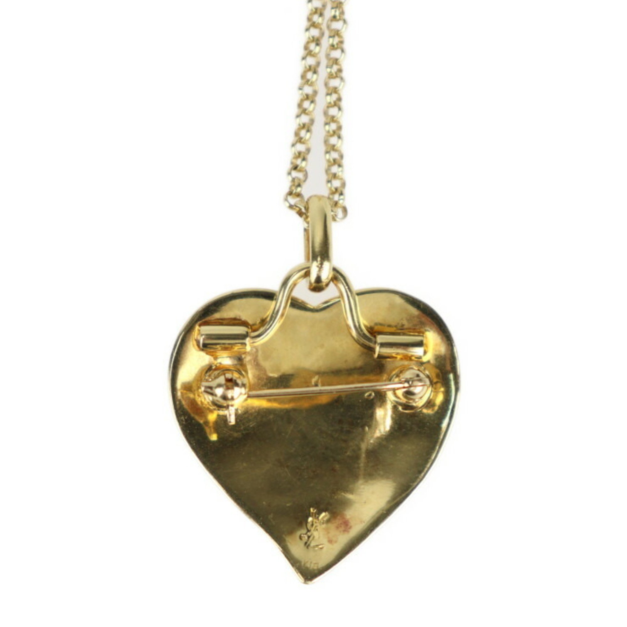 Yves Saint Laurent SAINT LAURENT Saint Laurent Heart Motif Necklace - K18 Yellow Gold Brooch Pendant