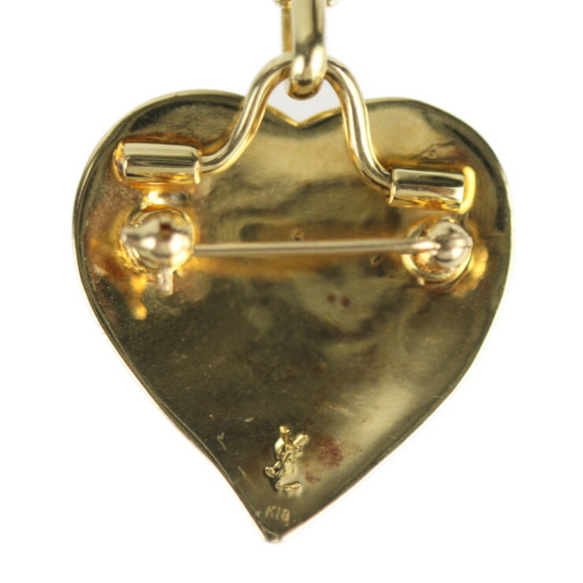 Yves Saint Laurent SAINT LAURENT Saint Laurent Heart Motif Necklace - K18 Yellow Gold Brooch Pendant