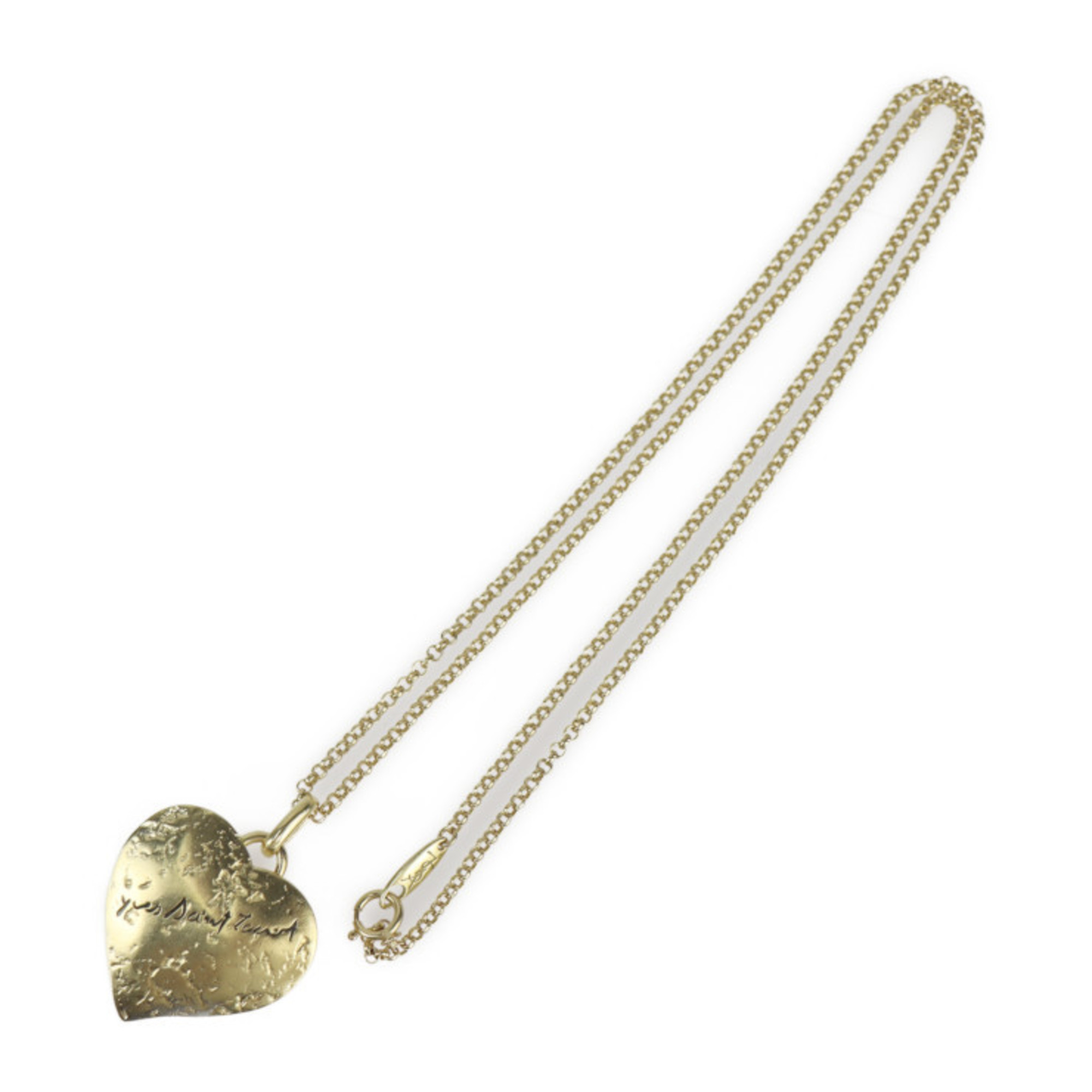 Yves Saint Laurent SAINT LAURENT Saint Laurent Heart Motif Necklace - K18 Yellow Gold Brooch Pendant