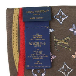 LOUIS VUITTON Louis Vuitton Bandeau Up and Away Scarf M78442 Silk 100% Brown Rouge Multicolor Balloon Pattern Ribbon