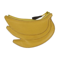 HERMES Hermes Fruit Wallet/Coin Case Banana 035114CA Cushvel Yellow Coin Purse □O Engraved