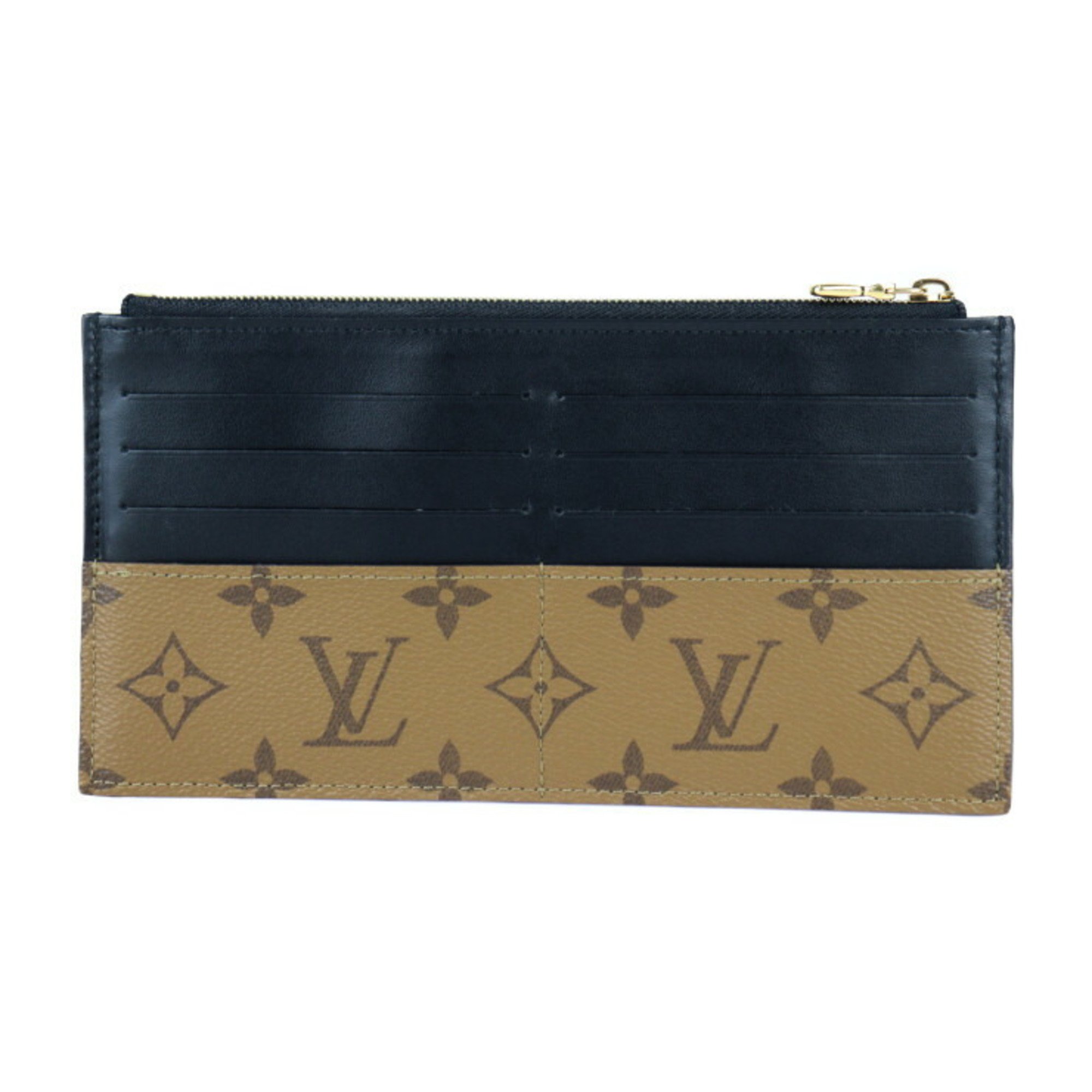 LOUIS VUITTON Louis Vuitton Purse Long Wallet M80390 Monogram Reverse Leather Brown Black Business Card Holder/Card Case Wallet/Coin Fragment Multi-Case