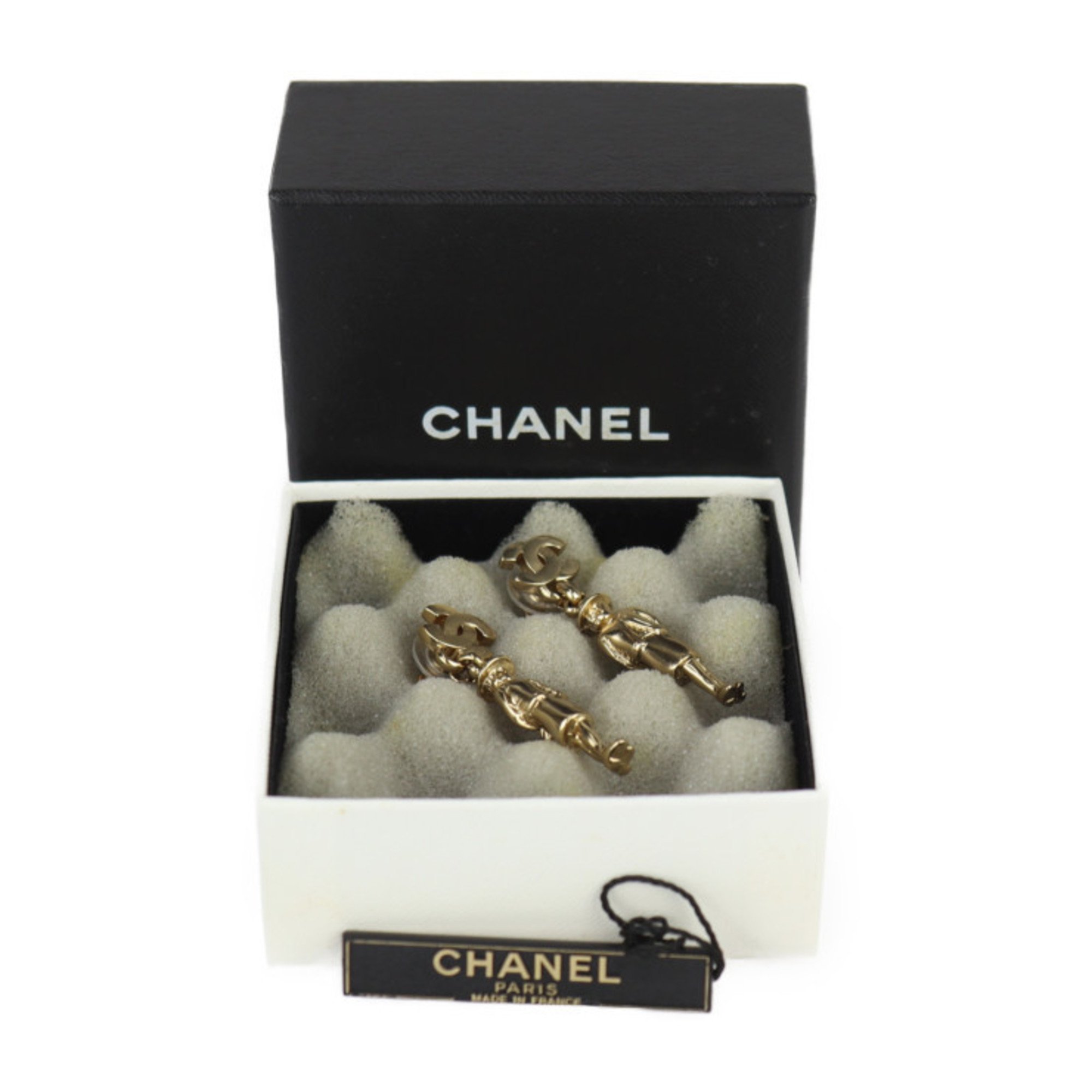 CHANEL Chanel Mademoiselle Earrings A13435 Metal Gold Coco Mark Swing Doll Motif 02P